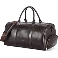 BOSTANTEN Hombre Bolsa Viaje Cuero Genuino Bolsa Equipaje Weekender Bolsas Piel L para Gimnasio-Deporte Grande Negro